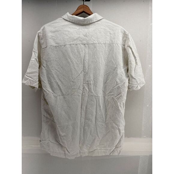 Caribbean Silk Blend Size Medium White Floral Pattern Vines Rockabilly Hawaiian - Picture 2 of 4